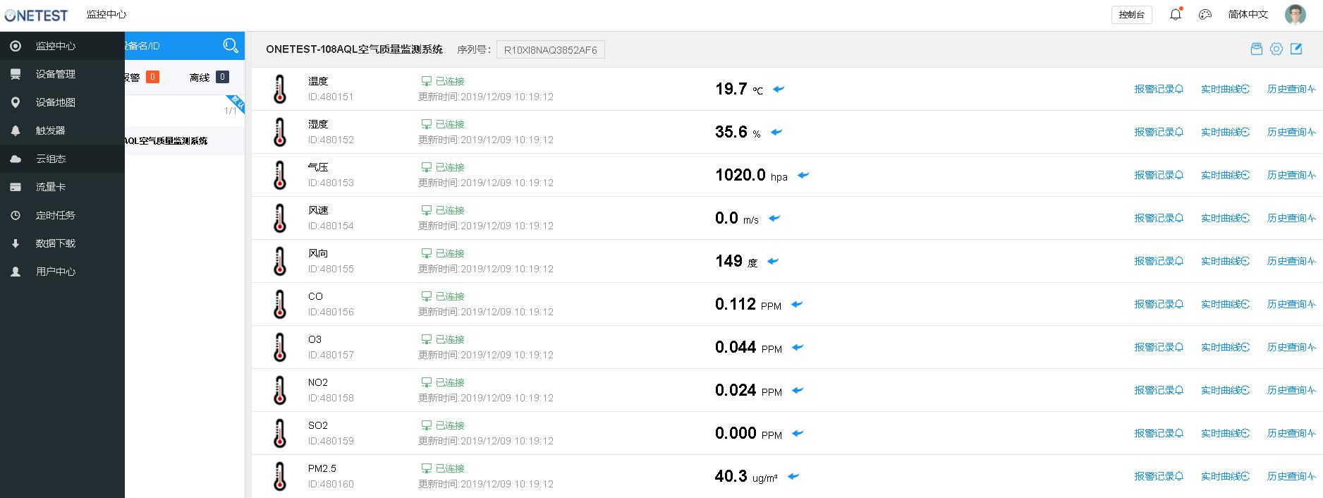 大氣在線監(jiān)測系統(tǒng)云平臺
